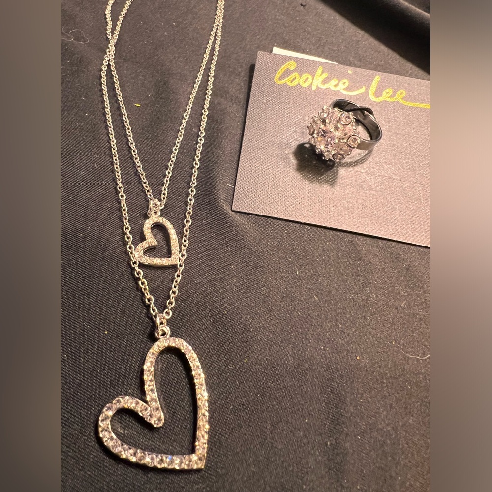 Cookie Lee- clear set necklace and ring